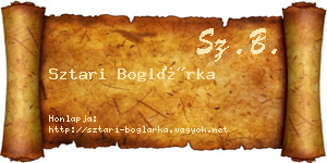 Sztari Boglárka névjegykártya